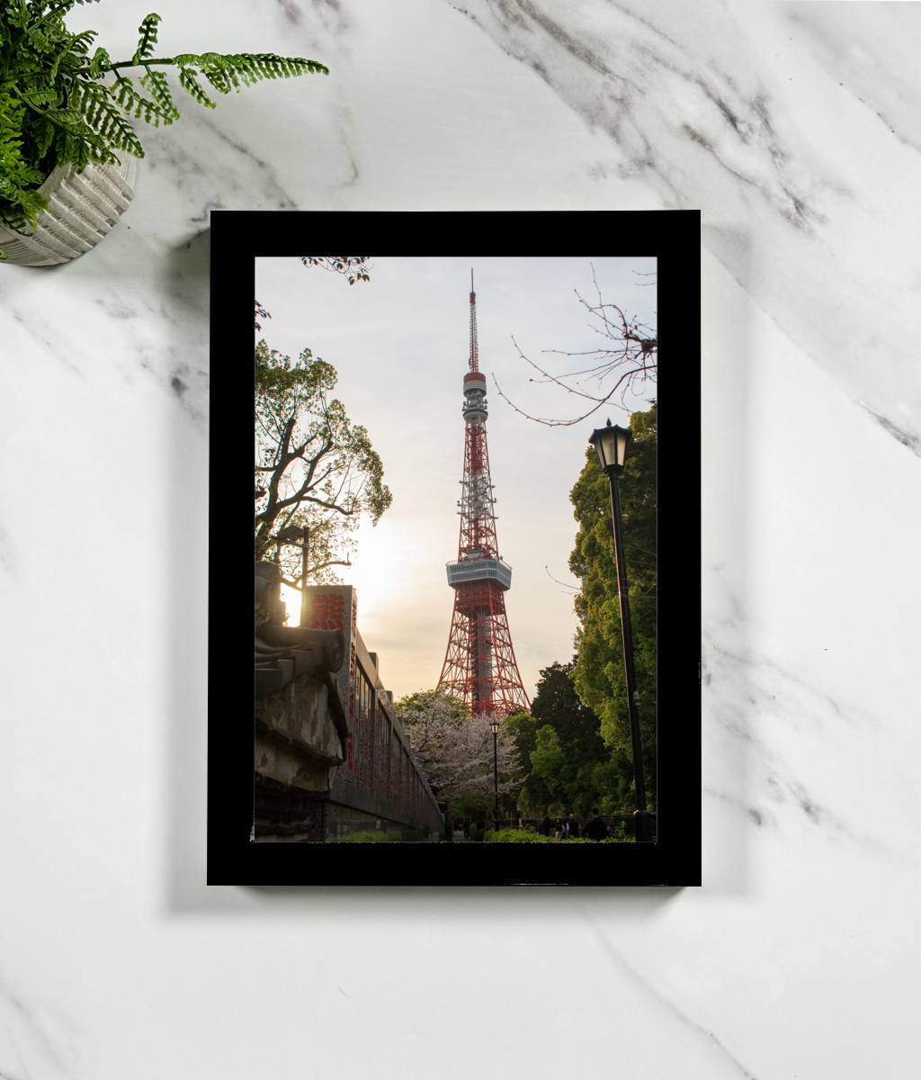 Tokyo Tower at Sunset, Japan Framed Art Print