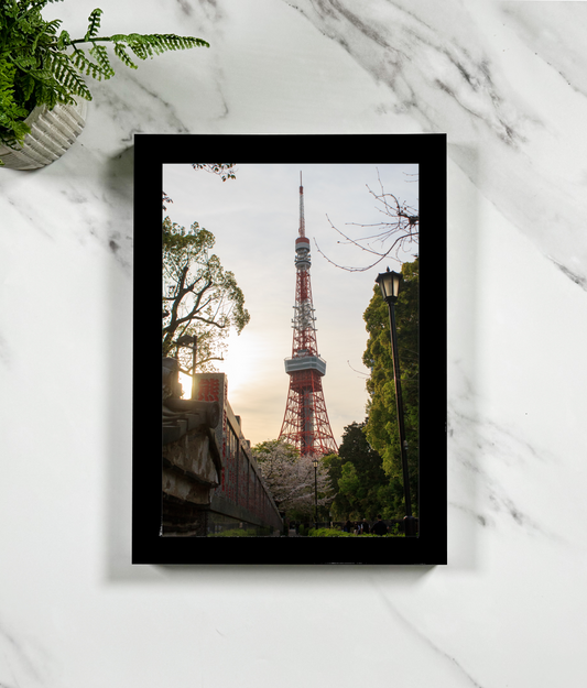 Tokyo Tower at Sunset, Japan Framed Art Print