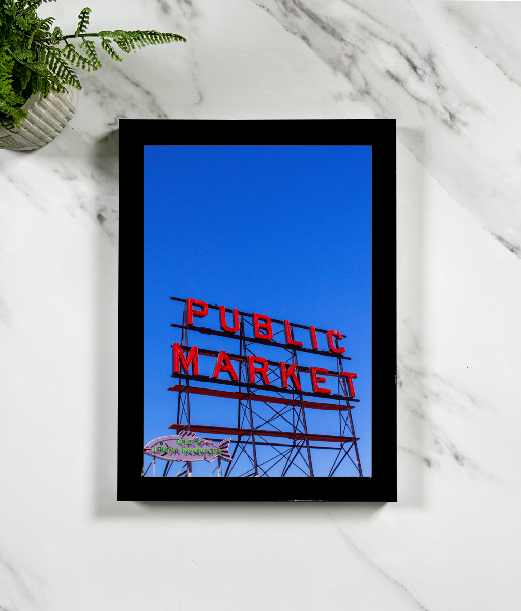 Pike Place Public Market Sign, San Francisco Framed Art Print